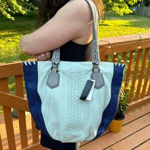 orYANY Blue and Cream Tote Bag
